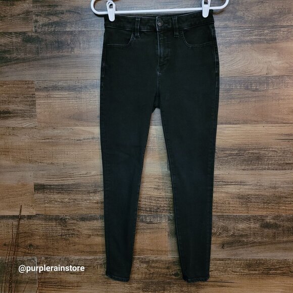 American Eagle Jeans 2 S Dream Jegging Hi Rise Stretch Tummy Control Black Wash - Picture 1 of 13